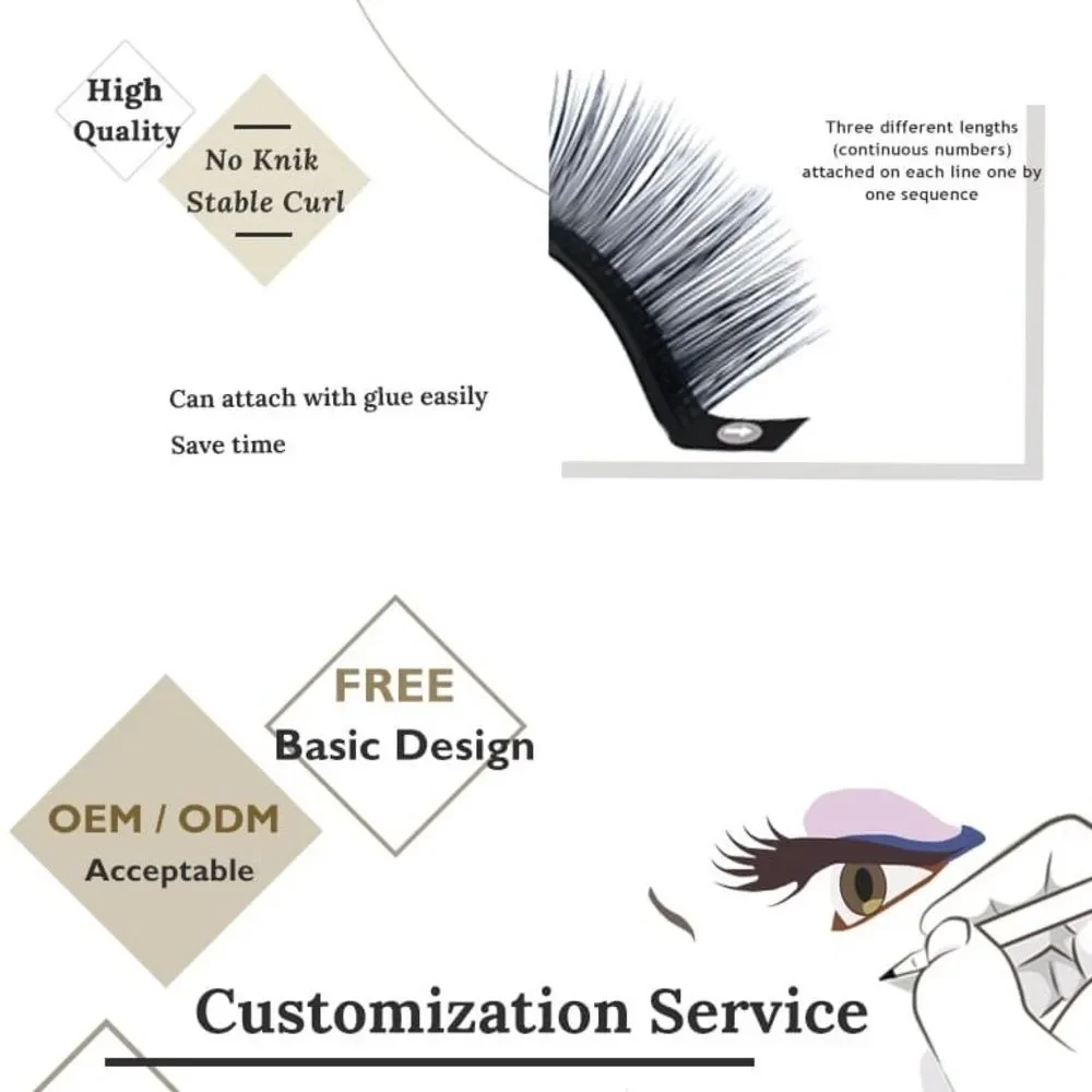 Macy Korea Eyelash Extensions SG Feather Lash (Set of 3) C/ 0.07 X7,8,9 mm